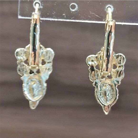 Aurora Borealis Drop Pierced Earrings French Lever Back - Picture 3 of 7